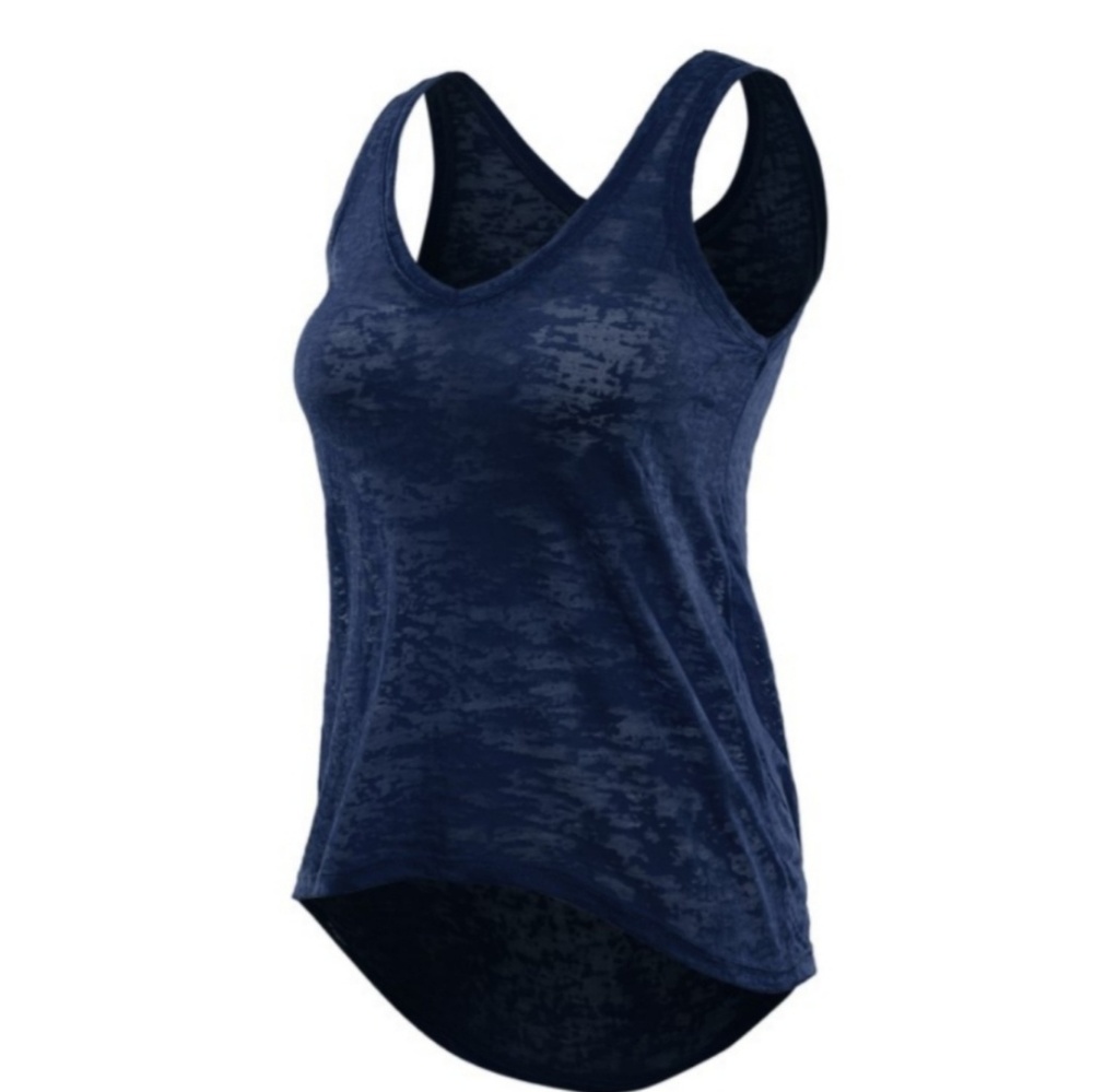 Navy blue burnout flowy lounge relaxed tank top - Picture 2 of 2